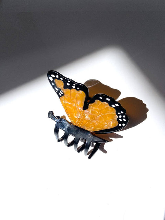 Hand-painted Monarch Butterfly Claw Hair Clip | Eco-Friendly: Orange